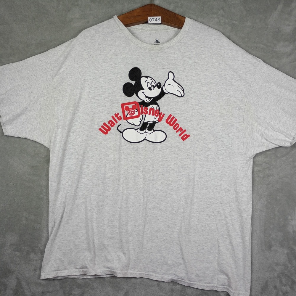 Disney T-Shirt Mens XXL Grey Walt Disney World Mickey Mouse Graphic Tee 90s Y2K